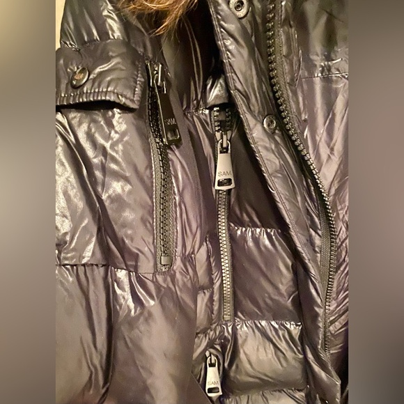 SAM. Black Down Filled feathers Puffer jacket with lots of Fabulous Details - Picture 8 of 9
